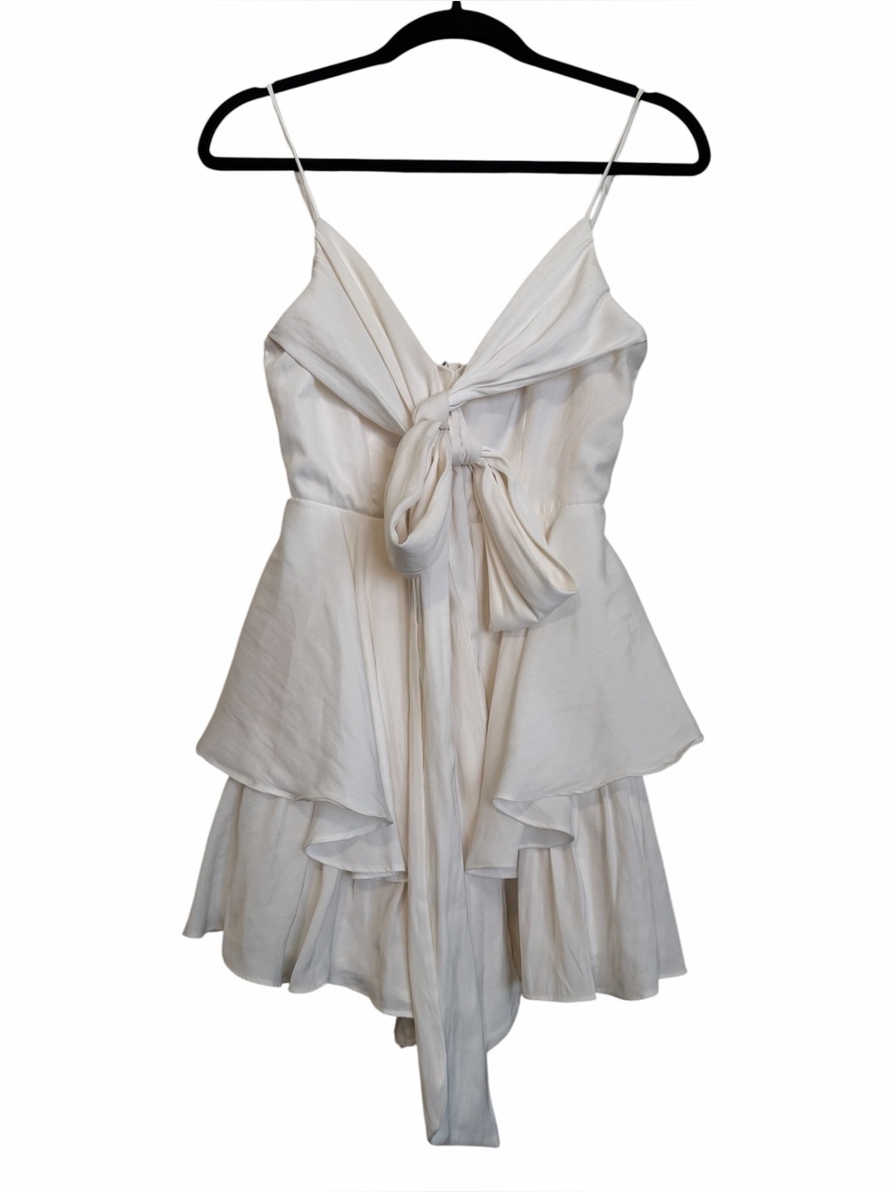 Ivory Tie-Front Tiered romper